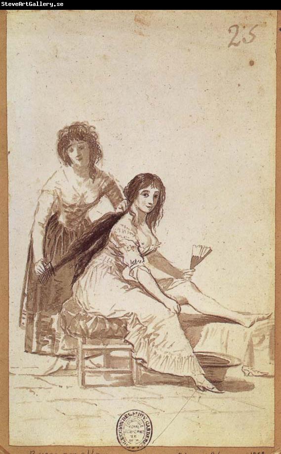 Francisco Goya Maid combing a  Young Woman-s Hair